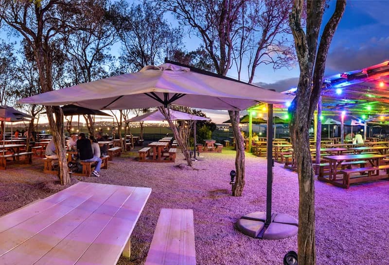 Standard Freestanding Base installed with a cantilever umbrella