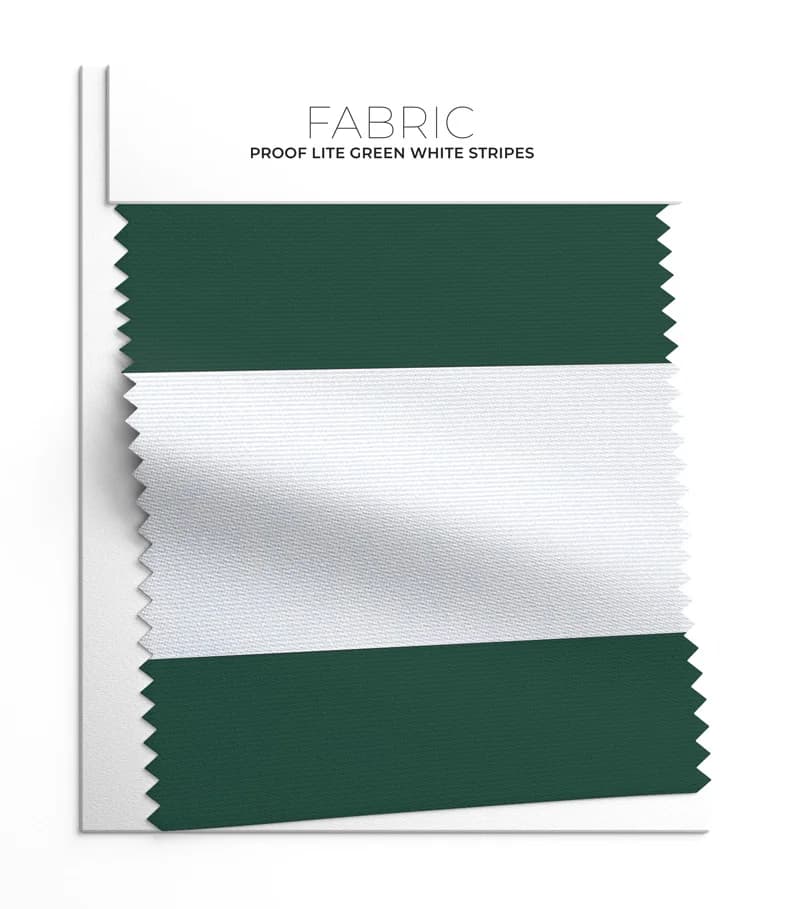 Green/White Stripe Cedar Proof (60% acrylic and 40% polyester) fabric swatch