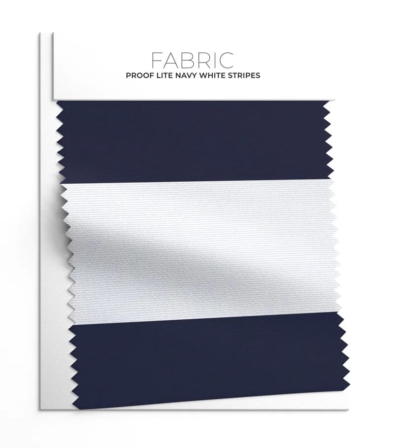 Navy/White Stripes Cedar Proof (60% acrylic and 40% polyester) fabric swatch