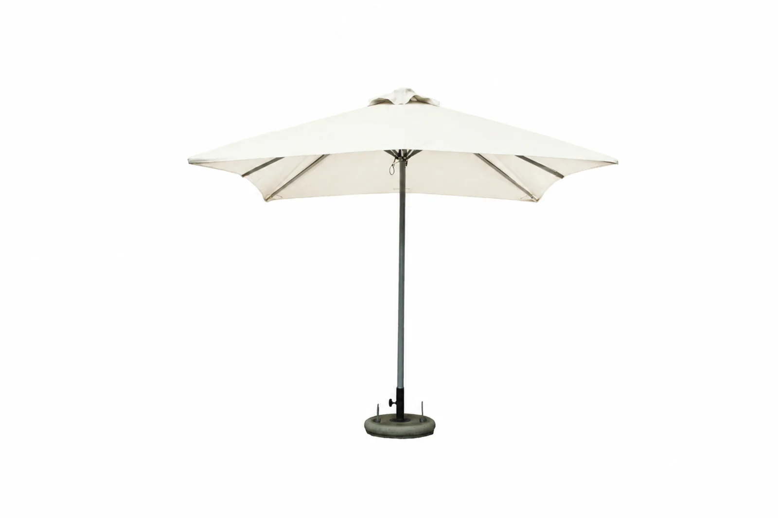 Open standard 8.5 ft Square Center-Pole Umbrella in the featured 8-arm configuration
